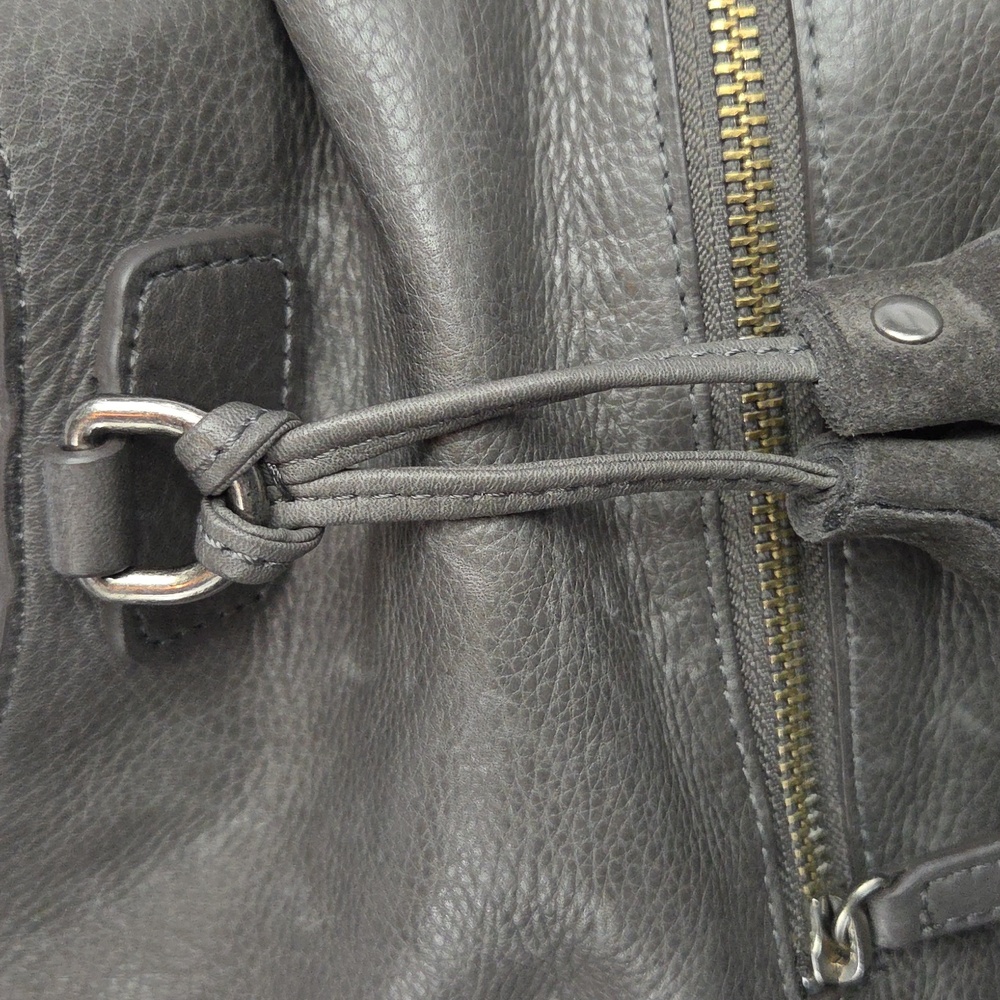 FRYE Smoke Gray Leather Purse With Fringe Tassle HOBO Handbag Shoulder Bag NWT - Picture 11 of 12
